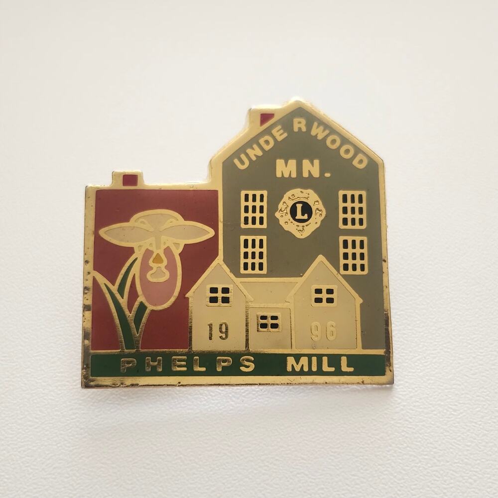 Vintage 1996 Lions Club Phelps Mill Underwood MN Lady Slipper Enamel Hat Pin